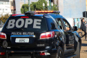 Equipes policiais do Batalhão de Operações Especiais (Bope), treinadas para dar suporte às unidades de área da PM nas ocorrências de maior periculosidade, estão na região de Cascavel nesta semana. A Operação Pronta Resposta IV foi lançada nesta terça-feira (18), no centro da cidade, com a participação do subcomandante-geral da PM, coronel Rui Noé Barroso Torres. - -  Cascavel, 18/05/2021  -  Foto: PMPR/SESP-PR