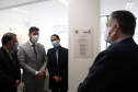 Assinatura de Termo de Cooperação Técnica para exames de patologia entre a Polícia Científica e o Complexo Hospitalar do Trabalhador e inauguração do laboratório multiusuário de patologia forense. Na foto secretário da Segurança Pública do Paraná, Romulo Marinho Soares; secretário Chefe da Casa Civil, Guto Silva; secretário Estadual da Saúde, Beto Preto; diretor superintendente do Complexo Hospitar do Trabalhador, Geci Labres de Souza Júnior.