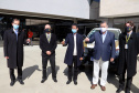 Entrega de novas viaturas para a Polícia Científica. Na foto o secretário da Segurança Pública do Paraná, Romulo Marinho Soares; secretário Chefe da Casa Civil, Guto Silva; secretário Estadual da Saúde, Beto Preto; diretor superintendente do Complexo Hospitar do Trabalhador, Geci Labres de Souza Júnior; diretor do Instituto Médico Legal (IML), André Ribeiro Langowiski; diretor do Instituto de Criminalística, Mariano Schaffka Netto;