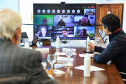 O Governo do Estado e o G7, grupo formado pelas principais entidades do setor produtivo paranaense, se reuniram nesta quarta-feira (16), por videoconferência, para discutir propostas conjuntas e mostrar o que já tem sido feito para incentivar a retomada econômica e apoiar os setores mais atingidos pela crise causada pela pandemia de Covid-19. 
. Foto: José Fernando Ogura/AEN