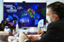 O Governo do Estado e o G7, grupo formado pelas principais entidades do setor produtivo paranaense, se reuniram nesta quarta-feira (16), por videoconferência, para discutir propostas conjuntas e mostrar o que já tem sido feito para incentivar a retomada econômica e apoiar os setores mais atingidos pela crise causada pela pandemia de Covid-19. 
. Foto: José Fernando Ogura/AEN