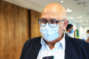 O governador Carlos Massa Ratinho Junior recebeu, nesta quarta-feira (23), uma comitiva formada por membros do Ministério da Infraestrutura, do Ministério da Economia e da Secretaria de Infraestrutura e Logística para discutir o projeto da Nova Ferroeste.  Foto: José Fernando Oura/AEN