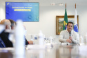 O governador Carlos Massa Ratinho Junior  recebe o  ministro do Desenvolvimento Regional, Rogério Marinho, no Palácio Iguaçu, as propostas selecionadas pelo Programa Pró-Moradia para revitalização de favelas nas cidades de Curitiba e São José dos Pinhais.  Foto: Jonathan Campos/AEN