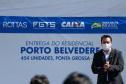 O governador Carlos Massa Ratinho Junior entregou nesta sexta-feira (30) 454 habitações do programa federal Casa Verde e Amarela em Ponta Grossa, nos Campos Gerais. O Residencial Porto Belvedere beneficia 1,8 mil pessoas na região.
Foto: Jonathan Campos/AEN