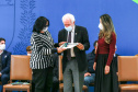 O vice governador Darci Piana recebe nesta segunda-feira (02) a ministra da Mulher, da Família e dos Direitos Humanos, Damares Alves no Palacio Iguacu. Curitiba, 02/08/2021 - Foto: Valdelino Pontes/AEN