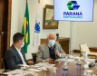 Governador Carlos Massa Ratinho Junior faz apresentaçãodo do Banco de Projetos para todos os municipios - Na foto, o vice-governador Darci Piana  e o secretário chefe-da Casa Civil, Guto Silva (esq) -   Curitiba, 04/08/2021  - .Foto: Ari Dias/ AEN.