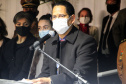 São José dos Pinhais, 06 de agosto de 2021. Aspirantado Turma 2021. Foto: discurso do Secretário de Segurança Pública do Estado do Paraná, Coronel Romulo Marinho Soares.