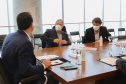 O governador Carlos Massa Ratinho Junior recebe  nesta quinta-feira (19) o Presidente nacional do Sebrae, Carlos do Carmo Andrade Melles, o presidente do Conselho Deliberativo do Sebrae/PR, Fernando Moraes e  o Diretor Superintendente - Sebrae/PR Vitor Roberto Tioqueta. O vice-governador Darci Piana acompanha a agenda. 19/08/2021 - Foto: Geraldo Bubniak/AEN