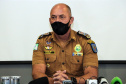 Envolvidos em tentativa de latrocínio de policial militar são localizados em operação conjunta na Capital . Na foto, coletiva de imprensa  -  Curitiba, 21 de setembro de 2021.  -  Foto: Soldado Amanda Morais