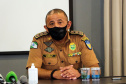 Envolvidos em tentativa de latrocínio de policial militar são localizados em operação conjunta na Capital . Na foto, coletiva de imprensa  -  Curitiba, 21 de setembro de 2021.  -  Foto: Soldado Amanda Morais