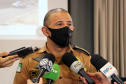 Envolvidos em tentativa de latrocínio de policial militar são localizados em operação conjunta na Capital . Na foto, coletiva de imprensa  -  Curitiba, 21 de setembro de 2021.  -  Foto: Soldado Amanda Morais