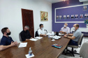 O diretor-presidente da Fomento Paraná, Heraldo Neves, e o diretor de Operações do Setor Privado, Renato Maçaneiro, fizeram uma apresentação das linhas de crédito da instituição para as seis sociedades garantidoras de crédito (SGCs) paranaenses em uma reunião com o presidente da SGC Central, Augusto Sperotto, e o diretor superintendente, Flávio Locatelli, na Associação Comercial e Empresarial de Toledo, na manhã desta sexta, 24.  -  Curitiba, 24/09/2021  -  Foto: Fomento Paraná