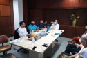 O diretor-presidente da Fomento Paraná, Heraldo Neves, e o diretor de Operações do Setor Privado, Renato Maçaneiro, fizeram uma apresentação das linhas de crédito da instituição para as seis sociedades garantidoras de crédito (SGCs) paranaenses em uma reunião com o presidente da SGC Central, Augusto Sperotto, e o diretor superintendente, Flávio Locatelli, na Associação Comercial e Empresarial de Toledo, na manhã desta sexta, 24.  -  Curitiba, 24/09/2021  -  Foto: Fomento Paraná