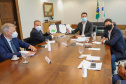 Governador Carlos Massa Ratinho Junior em reuniao com o presidente da cooperativa LAR.Foto: Ari Dias/ AEN.