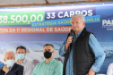 O governador em exercício Darci Piana e o secretário estadual da Saúde, Beto Preto, entregam nesta quarta-feira (13),  veículos da Estratégia da Saúde da Família aos municípios da 1ª Regional de Saúde de Paranaguá, além de computadores para renovação e modernização do parque tecnológico da Sesa. Na foto, deputado Nelson Justus.  13/10/2021 - Foto: Geraldo Bubniak/AEN