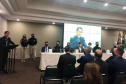 O Secretário da Segurança Pública do Paraná (Sesp), Romulo Marinho Soares, esteve nesta segunda-feira (18/10) em Foz do Iguaçu, no Oeste do Estado, como representante dos chefes do executivo estadual, governador Carlos Massa Ratinho Junior e do vice-governador Darci Piana, para a abertura do Encontro Nacional de Tecnologia e Inovação (ENATI) da Polícia Rodoviária Federal (PRF). - Foz do Iguaçu, 18/10/2021 - Foto: SESP-PR