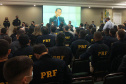 O Secretário da Segurança Pública do Paraná (Sesp), Romulo Marinho Soares, esteve nesta segunda-feira (18/10) em Foz do Iguaçu, no Oeste do Estado, como representante dos chefes do executivo estadual, governador Carlos Massa Ratinho Junior e do vice-governador Darci Piana, para a abertura do Encontro Nacional de Tecnologia e Inovação (ENATI) da Polícia Rodoviária Federal (PRF). - Foz do Iguaçu, 18/10/2021 - Foto: SESP-PR
