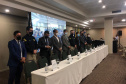 O Secretário da Segurança Pública do Paraná (Sesp), Romulo Marinho Soares, esteve nesta segunda-feira (18/10) em Foz do Iguaçu, no Oeste do Estado, como representante dos chefes do executivo estadual, governador Carlos Massa Ratinho Junior e do vice-governador Darci Piana, para a abertura do Encontro Nacional de Tecnologia e Inovação (ENATI) da Polícia Rodoviária Federal (PRF). - Foz do Iguaçu, 18/10/2021 - Foto: SESP-PR