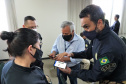 O secretário nacional de Trânsito, Frederico Carneiro, reuniu-se com representantes da Argentina e Paraguai, em Foz do Iguaçu, na tarde desta segunda-feira (18), para apresentar os aplicativos de documentos digitais. - Foz do Iguaçu, 19/10/2021 - Foto: Allan Marba/Detran-PR