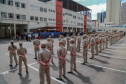 O governador Carlos Massa Ratinho Junior participou da cerimônia de passagem nesta segunda-feira (8), em Curitiba. O coronel Manoel Vasco de Figueiredo Junior assume o comando-geral da corporação, no lugar do coronel Gerson Gross, que tinha assumido o posto em janeiro deste ano. Foto: Valdelino Pontes/AEN.