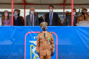 O governador Carlos Massa Ratinho Junior participou da cerimônia de passagem nesta segunda-feira (8), em Curitiba. O coronel Manoel Vasco de Figueiredo Junior assume o comando-geral da corporação, no lugar do coronel Gerson Gross, que tinha assumido o posto em janeiro deste ano. Foto: Valdelino Pontes/AEN.