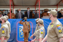 O governador Carlos Massa Ratinho Junior participou da cerimônia de passagem nesta segunda-feira (8), em Curitiba. O coronel Manoel Vasco de Figueiredo Junior assume o comando-geral da corporação, no lugar do coronel Gerson Gross, que tinha assumido o posto em janeiro deste ano. Foto: Valdelino Pontes/AEN.
