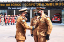 O governador Carlos Massa Ratinho Junior participou, nesta segunda-feira (8), em Curitiba, da passagem de comando do Corpo de Bombeiros do Paraná. Há mais de 30 anos na corporação, o coronel Manoel Vasco de Figueiredo Junior assume o posto de comandante-geral no lugar do coronel Gerson Gross, que tinha sido empossado em janeiro deste ano e agora segue para a reserva remunerada.Foto:José Fernando Ogura/AEN
