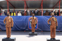 O governador Carlos Massa Ratinho Junior participou, nesta segunda-feira (8), em Curitiba, da passagem de comando do Corpo de Bombeiros do Paraná. Há mais de 30 anos na corporação, o coronel Manoel Vasco de Figueiredo Junior assume o posto de comandante-geral no lugar do coronel Gerson Gross, que tinha sido empossado em janeiro deste ano e agora segue para a reserva remunerada.Foto: José Fernando Ogura/AEN