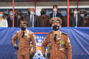 O governador Carlos Massa Ratinho Junior participou, nesta segunda-feira (8), em Curitiba, da passagem de comando do Corpo de Bombeiros do Paraná. Há mais de 30 anos na corporação, o coronel Manoel Vasco de Figueiredo Junior assume o posto de comandante-geral no lugar do coronel Gerson Gross, que tinha sido empossado em janeiro deste ano e agora segue para a reserva remunerada.Foto:José Fernando Ogura/AEN