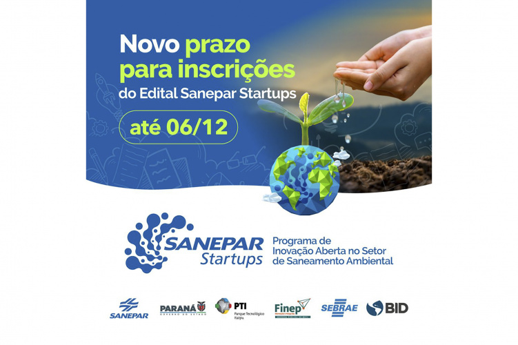Companhia estende prazo de inscrições do Sanepar Startups até 6 de dezembro