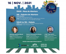 O Projeto Vida no Trânsito do Paraná (PVT-PR), coordenado pelo Departamento de Trânsito do Paraná (Detran-PR) e a Secretaria de Estado da Saúde (SESA), disponibiliza de forma online, nos dias 16, 17 e 18 de novembro, o VI Fórum Estadual do Programa Vida no Trânsito do Paraná.  - Curitiba, 15/11/2021.