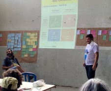 Em seis salas de oficinas, no município de Morretes, o projeto piloto VRS Mata Atlântica reuniu, nesta quinta e sexta-feira (25 e 26), mais de 50 produtores rurais e representantes de pupunha, banana, mandioca, juçara, frutos sazonais do Litoral, e operadores e prestadores de serviços do turismo. Eles são representantes dos municípios de Guaraqueçaba, Morretes e Antonina. - Antonina, 26/11/2021 - Foto: Investe Paraná