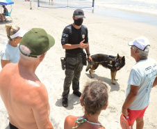 Cães policiais da Polícia Civil interagem com a sociedade no Litoral