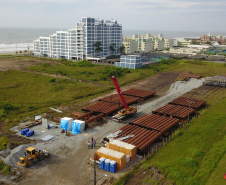Trecho da praia de Matinhos fica interditado para preparação do canteiro de obras
