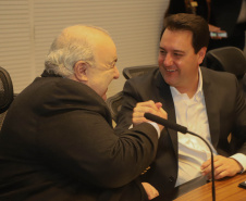 Governador Carlos Massa Ratinho Junior anuncia parceria entre Fiocruz,Tecpar e IBMP. Foto: Ari Dias/AEN.