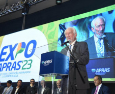 O vice-governador Darci Piana e o secretário da Agricultura, Norberto Ortigara, participaram da abertura da ExpoApras 2023.