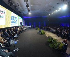 O vice-governador Darci Piana e o secretário da Agricultura, Norberto Ortigara, participaram da abertura da ExpoApras 2023.