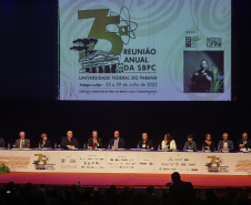Curitiba, 23 de julho de 2023 - Abertura da 75ª Reunião Anual da SBPC - Sociedade Brasileira para o Progresso da Ciência, que aconteceu no Teatro Guaira, e contou com a presença da ministra de  Ciência, Tecnologia e Inovação, Luciana Santos.