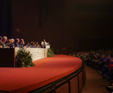 Curitiba, 23 de julho de 2023 - Abertura da 75ª Reunião Anual da SBPC - Sociedade Brasileira para o Progresso da Ciência, que aconteceu no Teatro Guaira, e contou com a presença da ministra de  Ciência, Tecnologia e Inovação, Luciana Santos.
