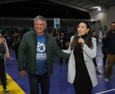 Guaratuba, 28 de agosto de 2023 - A primeira dama, Luciana Saito Massa, participou da abertura do Jogos da Integração da Idoso.