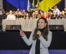 Guaratuba, 28 de agosto de 2023 - A primeira dama, Luciana Saito Massa, participou da abertura do Jogos da Integração da Idoso.