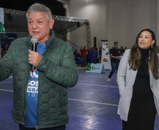 Guaratuba, 28 de agosto de 2023 - A primeira dama, Luciana Saito Massa, participou da abertura do Jogos da Integração da Idoso.