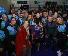Guaratuba, 28 de agosto de 2023 - A primeira dama, Luciana Saito Massa, participou da abertura do Jogos da Integração da Idoso.