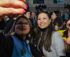 Guaratuba, 28 de agosto de 2023 - A primeira dama, Luciana Saito Massa, participou da abertura do Jogos da Integração da Idoso.