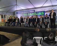 Lapa, 10 de agosto de 2023 - O governo do Paraná realiza na Lapa a entrega de 118 moradias populares, sendo 94 por meio do programa Casa Fácil.