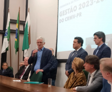 posse do novo presidente do Conselho Regional de Medicina Veterinária, Adolfo Yoshiaki Sasaki, nesta segunda-feira, na Fetaep