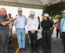 O governador em exercício Darci Piana participou nesta quinta-feira (23) da inauguração do Píer e do sistema Bioflocos da Alpha Fish, que iniciou em 2021 a produção de tilápia em tanques-rede em São Jorge D’Oeste, no Sudoeste do Estado.