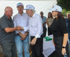 O governador em exercício Darci Piana participou nesta quinta-feira (23) da inauguração do Píer e do sistema Bioflocos da Alpha Fish, que iniciou em 2021 a produção de tilápia em tanques-rede em São Jorge D’Oeste, no Sudoeste do Estado.