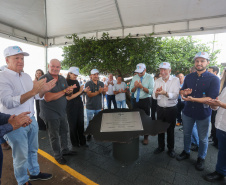 O governador em exercício Darci Piana participou nesta quinta-feira (23) da inauguração do Píer e do sistema Bioflocos da Alpha Fish, que iniciou em 2021 a produção de tilápia em tanques-rede em São Jorge D’Oeste, no Sudoeste do Estado.