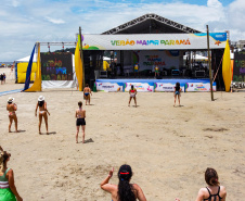 Matinhos, 27 de janeiro de 2024 - Estrutura da Arena Verão Maior Paraná em Caiobá.